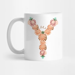 Letter Y Floral Mug